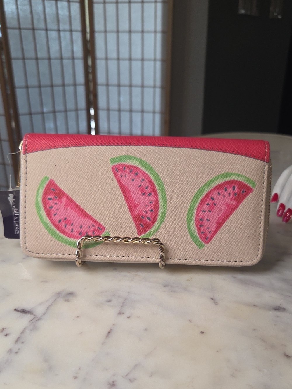 Playful Watermelon Print Wallet in Pink and Cream